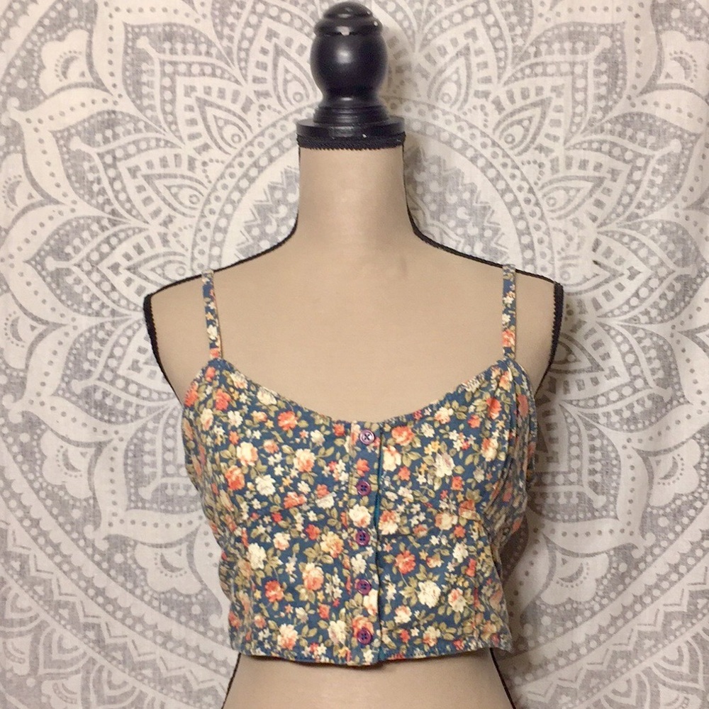 NWT FREE PEOPLE Corduroy Floral Bralette Crop Cami